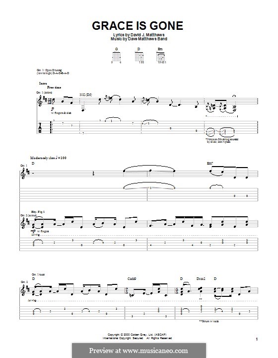 Grace Is Gone (Dave Matthews Band): Para guitarra com guia by David J. Matthews