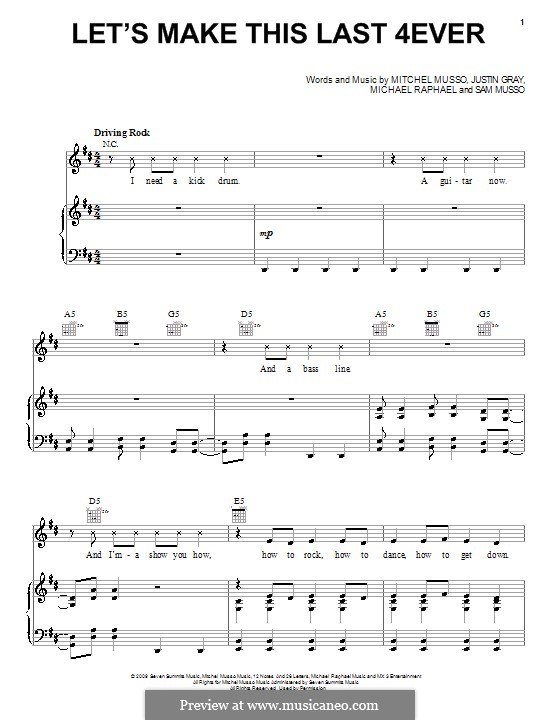 Let's Make This Last 4ever (Mitchel Musso): Para vocais e piano (ou Guitarra) by Justin Gray, Michael Raphael, Sam Musso