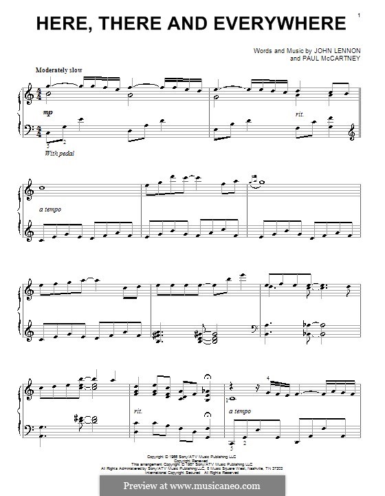 Here, There and Everywhere (The Beatles): Para Piano by John Lennon, Paul McCartney