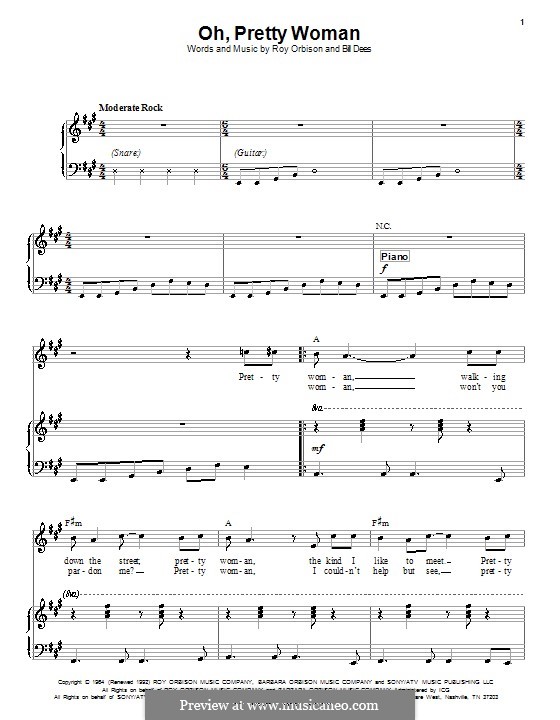 Oh, Pretty Woman: Para vocais e piano (ou Guitarra) by Bill Dees, Roy Orbison