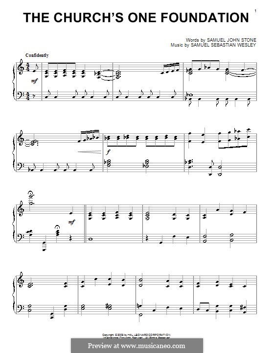 The Church's One Foundation: Para Piano by Samuel Sebastian Wesley