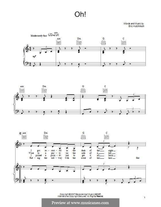 Oh!: Para vocais e piano (ou Guitarra) by Eric Hutchinson