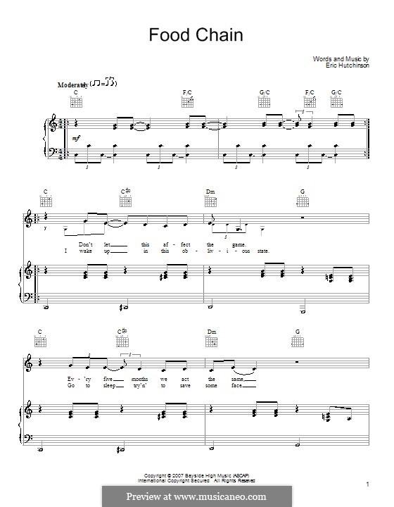 Food Chain: Para vocais e piano (ou Guitarra) by Eric Hutchinson