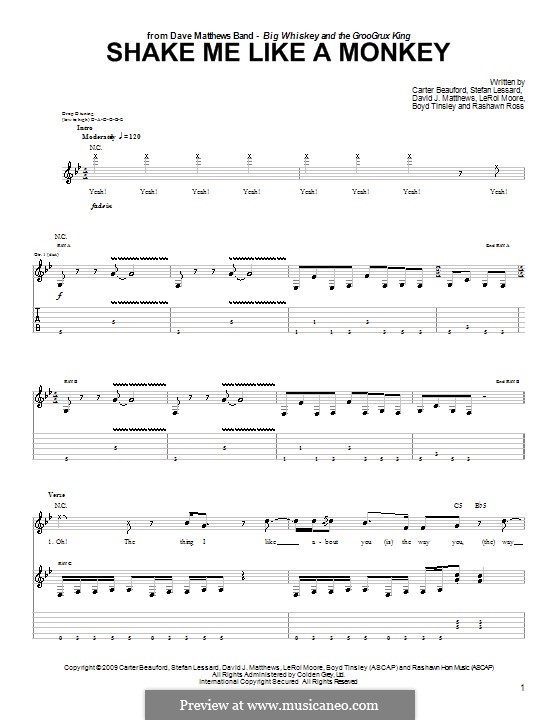 Shake Me Like a Monkey (Dave Matthews Band): Para guitarra com guia by Boyd Tinsley, Carter Beauford, David J. Matthews, Leroi Moore, Rashawn Ross, Stefan Lessard