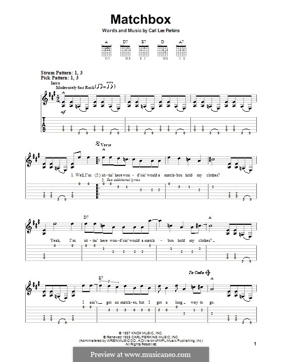 Matchbox (The Beatles): Para guitarra (versão facil) by Carl Lee Perkins