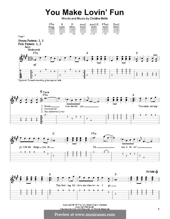 You Make Loving Fun (Fleetwood Mac): Para guitarra (versão facil) by Christine McVie