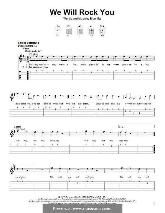 We Will Rock You (Queen): Para guitarra (versão facil) by Brian May