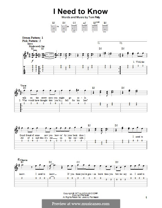 I Need to Know: Para guitarra (versão facil) by Tom Petty