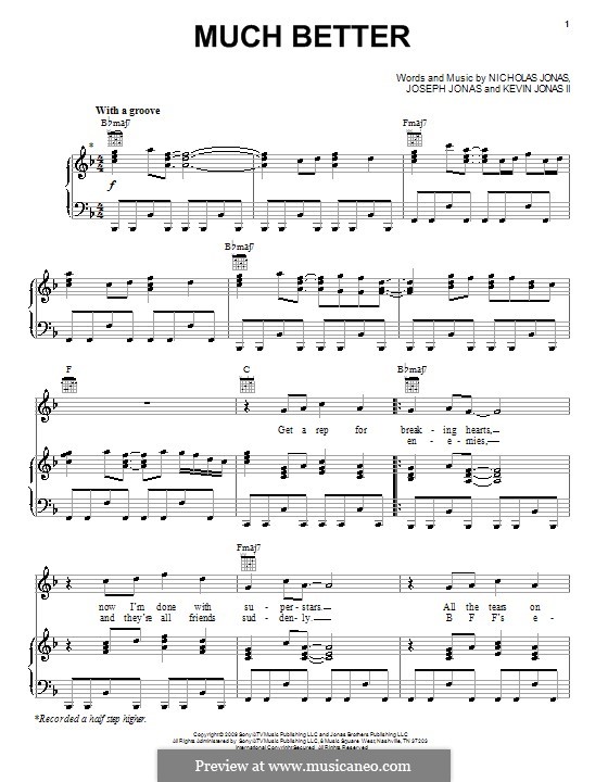 Much Better (Jonas Brothers): Para vocais e piano (ou Guitarra) by Joseph Jonas, Kevin Jonas Sr., Nicholas Jonas