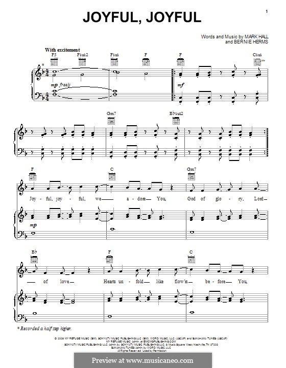 Joyful, Joyful (Casting Crowns): Para vocais e piano (ou Guitarra) by Bernie Herms, Mark Hall