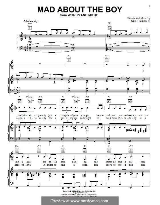 Mad About the Boy: Para vocais e piano (ou Guitarra) by Noel Coward
