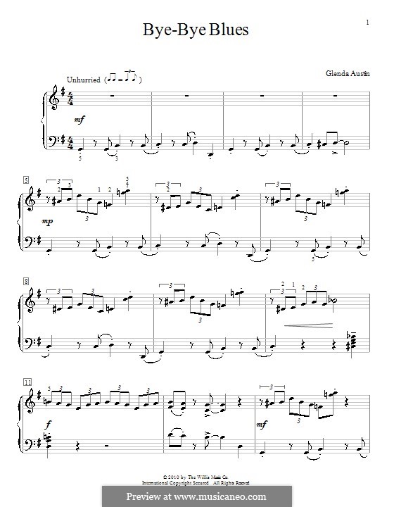Bye-Bye Blues: Para Piano by Glenda Austin