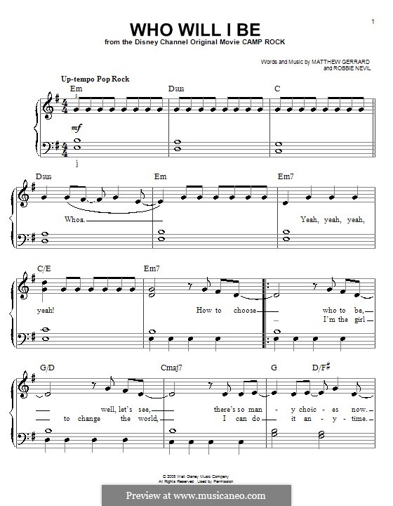Who Will I Be Demi Lovato): Facil para o piano by Matthew Gerrard, Robbie Nevil