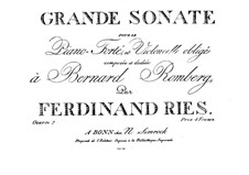 Grand Sonata for Cello and Piano, Op.20: Grand Sonata for Cello and Piano by Ferdinand Ries