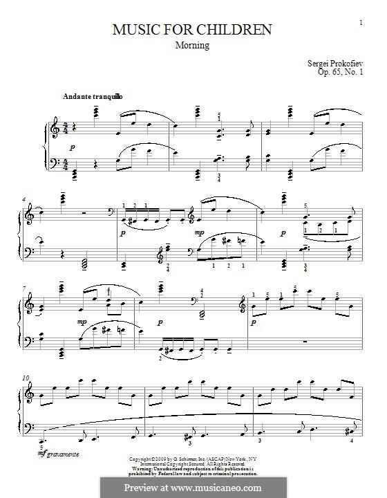 Music for Children, Op.65: No.1 Morning by Sergei Prokofiev