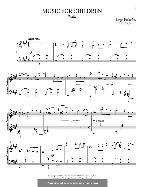 Music for Children, Op.65: No.6 Waltz by Sergei Prokofiev