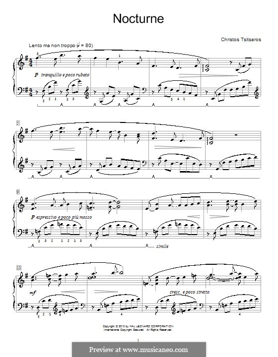 Nocturne: Para Piano by Christos Tsitsaros