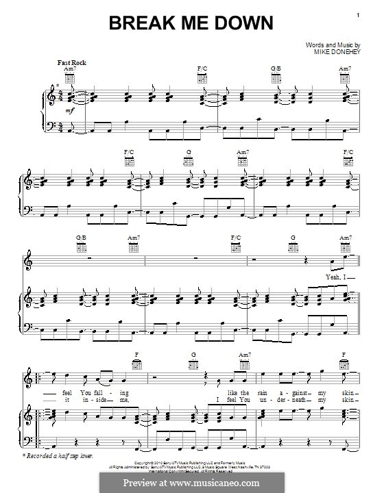 Break Me Down (Tenth Avenue North): Para vocais e piano (ou Guitarra) by Michael Donehey