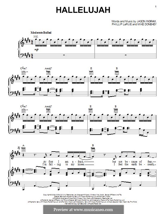 Hallelujah (Tenth Avenue North): Para vocais e piano (ou Guitarra) by Jason David Ingram, Michael Donehey, Phillip Larue