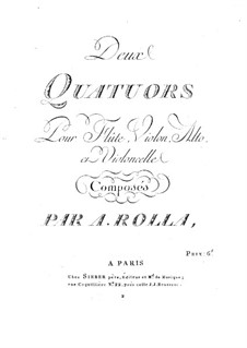 Two Quartets for Flute and Strings, BI 418, 415: Two Quartets for Flute and Strings by Alessandro Rolla