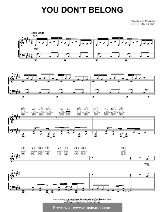 You Don't Belong (Daughtry): Para vocais e piano (ou Guitarra) by Chris Daughtry