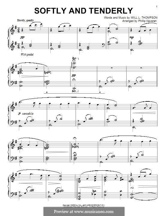 Softly and Tenderly: Para Piano by Will Lamartine Thompson