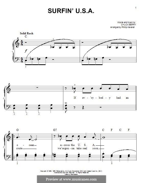 Surfin' U.S.A. (The Beach Boys): Facil para o piano by Chuck Berry
