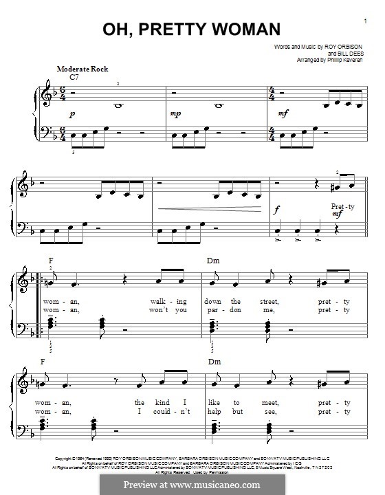 Oh, Pretty Woman: facil para o piano (com letras) by Bill Dees, Roy Orbison