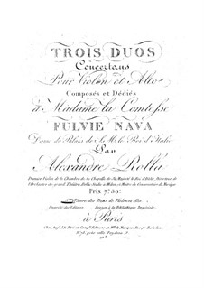 Three Concert Duos for Violin and Viola, BI 61, 101, 85 Op.5: Three Concert Duos for Violin and Viola by Alessandro Rolla