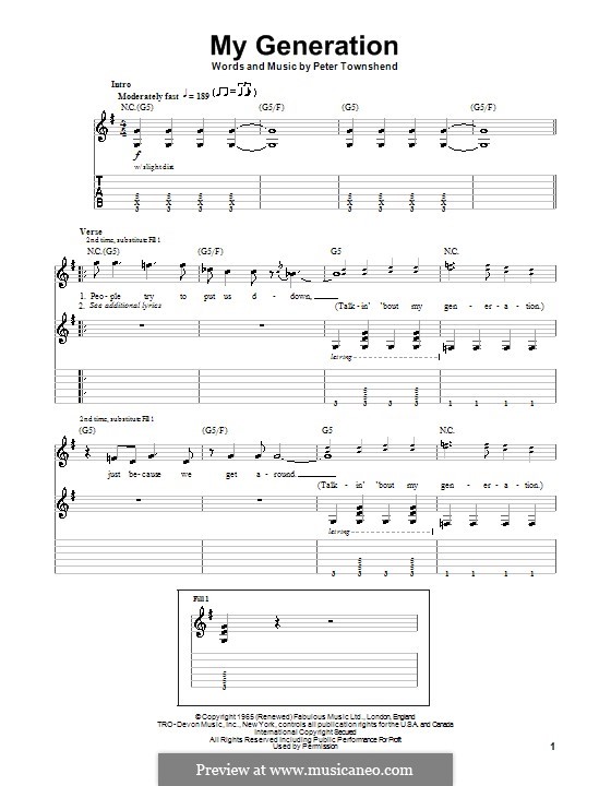 My Generation (The Who): Para guitarra com guia by Peter Townshend
