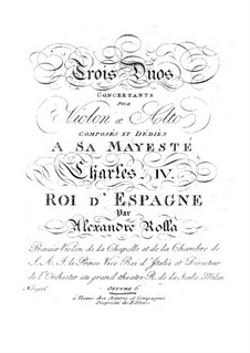 Three Concert Duos for Violin and Viola, BI 38, 88, 77 Op.6: Three Concert Duos for Violin and Viola by Alessandro Rolla