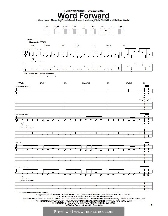 Word Forward (Foo Fighters): Para guitarra com guia by Christopher Shiflett, David Grohl, Nate Mendel, Taylor Hawkins