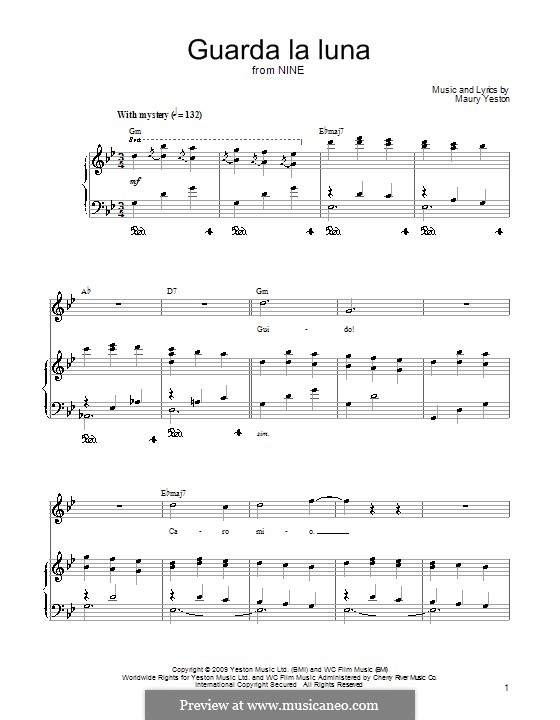 Guarda la Luna por M. Yeston Partituras on músicaNeo