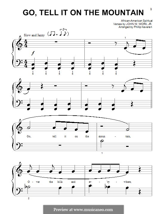 Go, Tell it on the Mountain (Printable Scores): Para Piano by folklore