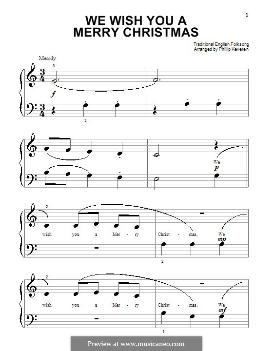 We Wish You a Merry Christmas, for Piano: versão muito facil by folklore