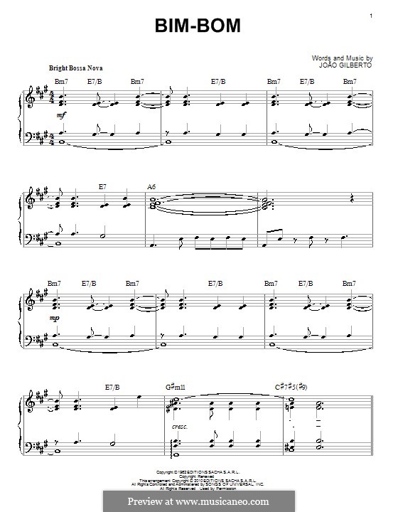 Bim-Bom: For piano (jazz version) by Joao Gilberto