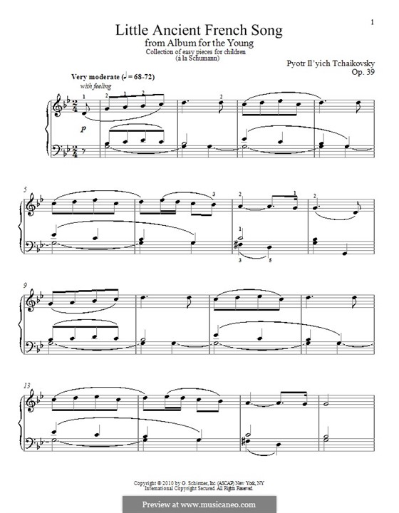 No.16 Old French Song: Para Piano by Pyotr Tchaikovsky