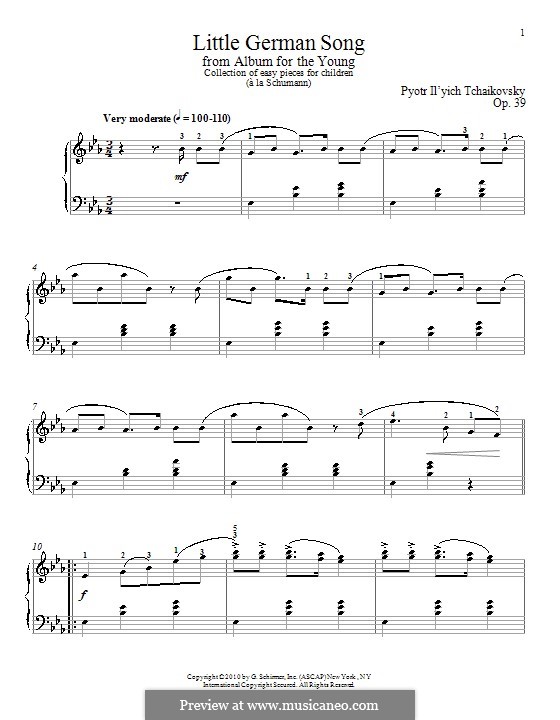 No.17 German Song: Para Piano by Pyotr Tchaikovsky