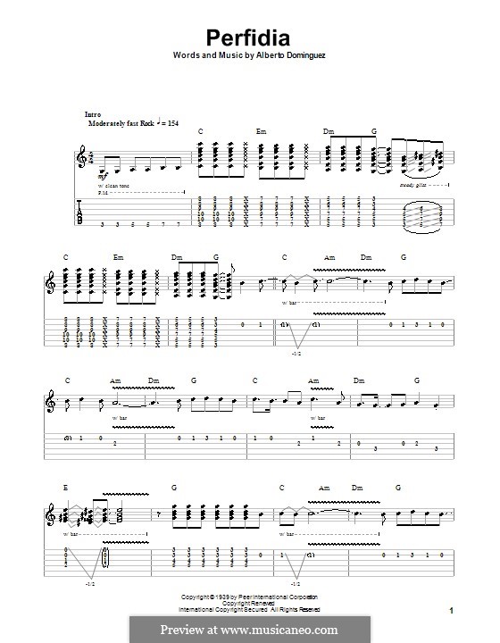 Perfidia: For guitar with tab (The Ventures) by Alberto Dominguez