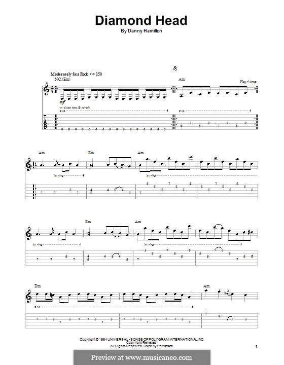 Diamond Head (The Ventures): Para guitarra com guia by Danny Hamilton