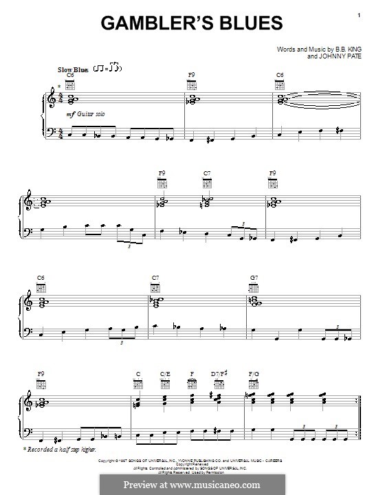 Gambler's Blues: Para vocais e piano (ou Guitarra) by Johnny Pate