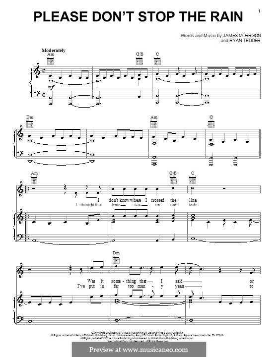 Please Don't Stop the Rain: Para vocais e piano (ou Guitarra) by Ryan B Tedder