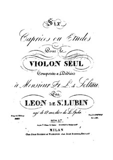 Six Caprices or Etudes for Violin, Op.8: Six Caprices or Etudes for Violin by Léon de Saint-Lubin