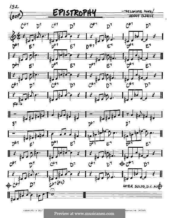 Epistrophy (Thelonious Monk): melodia e acordes - Instrumentos C by Kenny Clarke