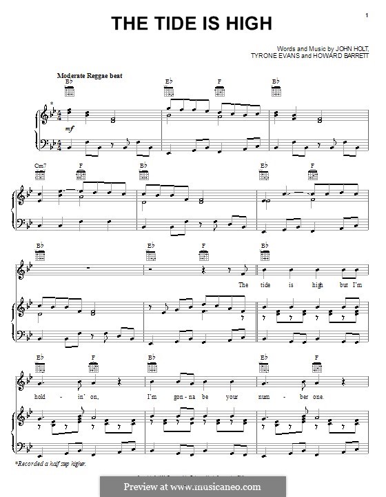 The Tide is High (Blondie): Para vocais e piano (ou Guitarra) by Howard Barrett, John Holt, Tyrone Evans