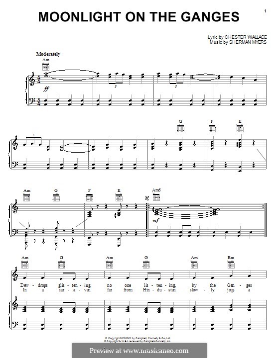 Moonlight on the Ganges (Frank Sinatra): Para vocais e piano (ou Guitarra) by Sherman Myers