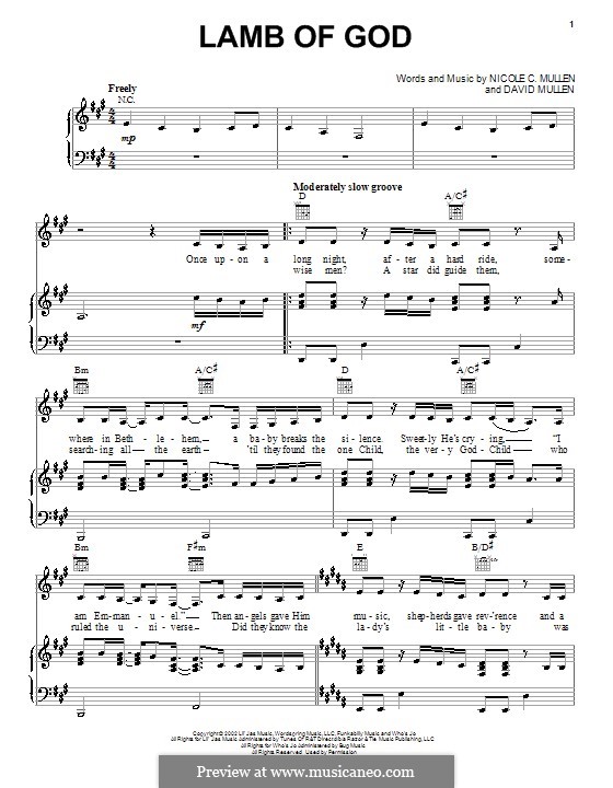 Lamb of God: Para vocais e piano (ou Guitarra) by David Mullen