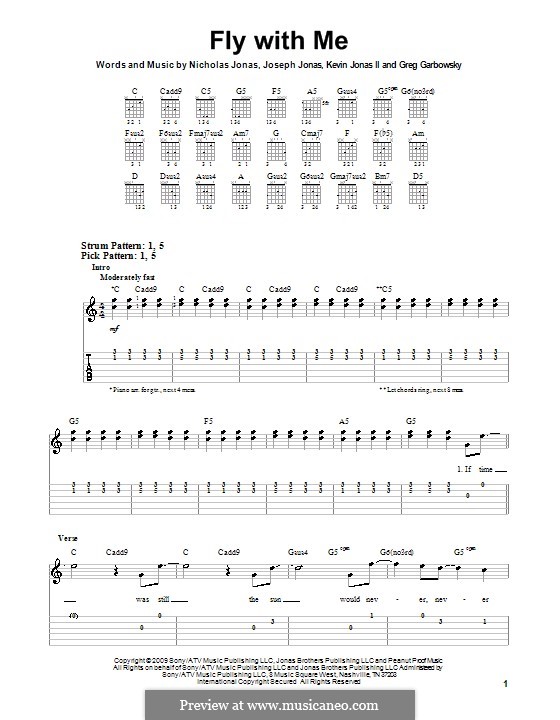 Fly with Me (Jonas Brothers): Para guitarra (versão facil) by Greg Garbowsky, Joseph Jonas, Kevin Jonas Sr., Nicholas Jonas