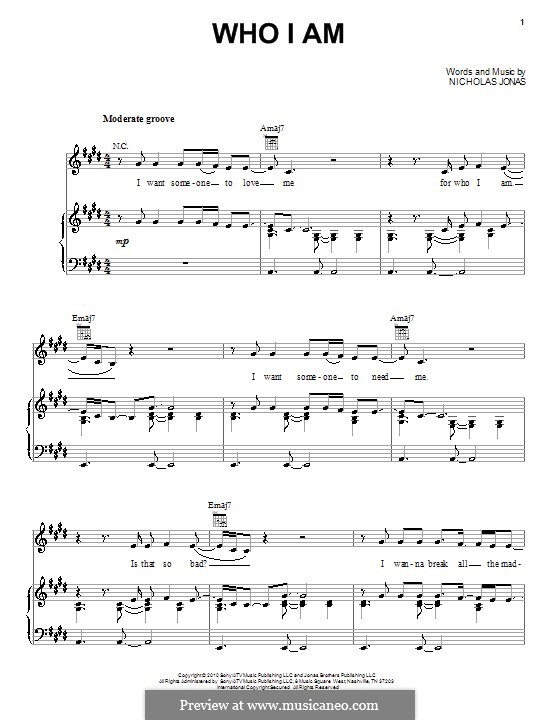 Who I am (Nick Jonas & The Administration): Para vocais e piano (ou Guitarra) by Nicholas Jonas