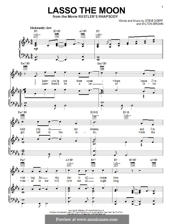 Lasso the Moon (Gary Morris): Para vocais e piano (ou Guitarra) by Milton Brown